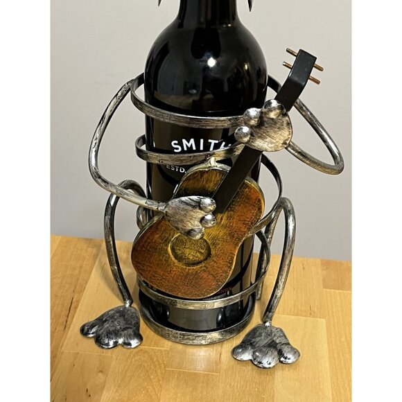 Metal Wine Bottle Holder - Dog Playing Guitar - Picture 3 of 6